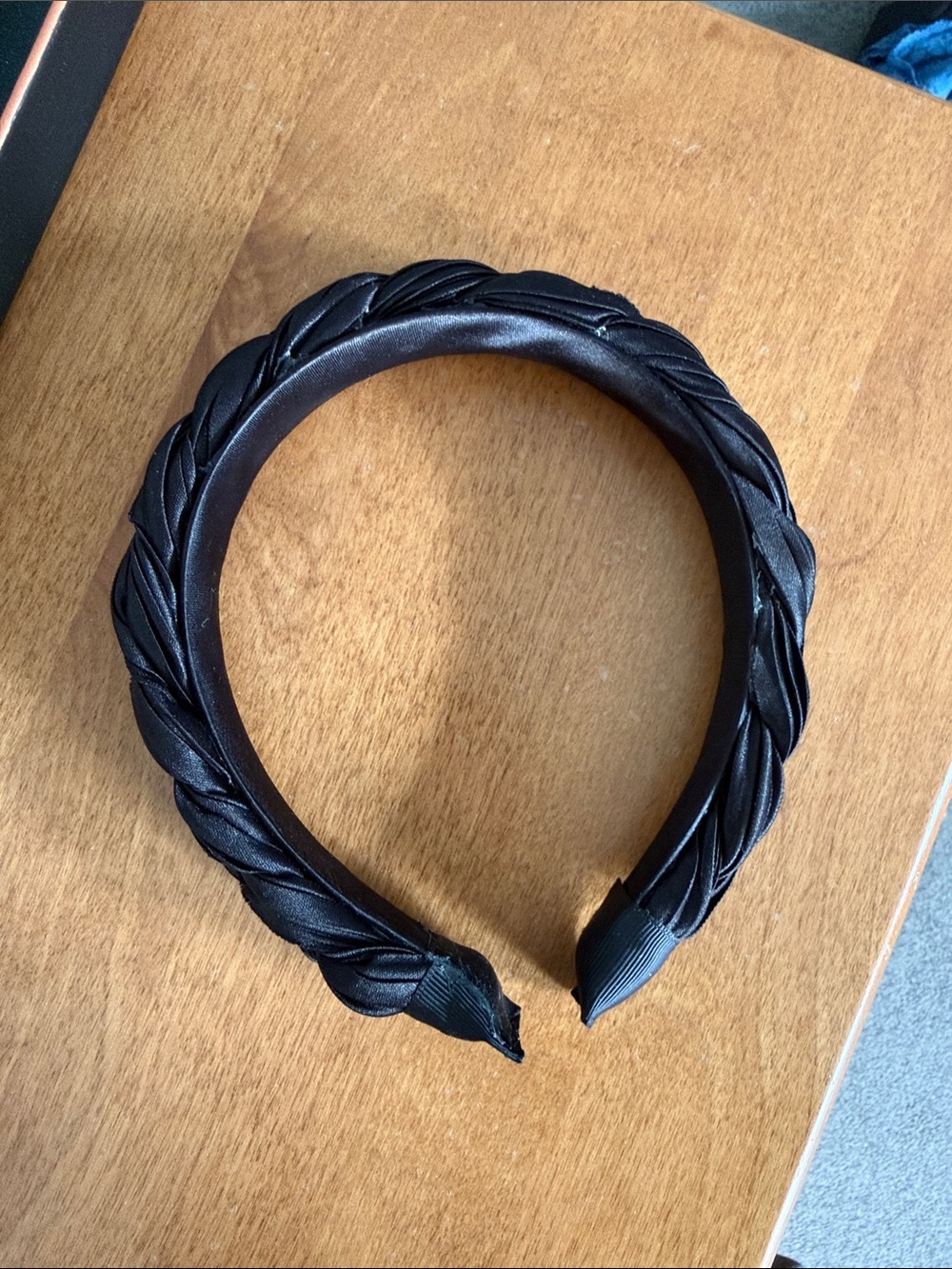 Black Braided Satin Headband - Classic Hair Accessory